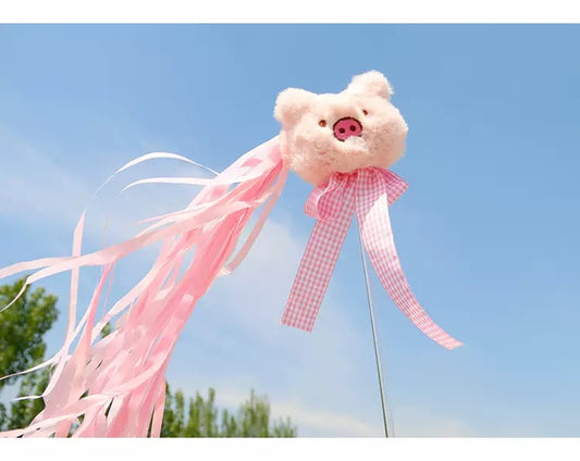 Pink Piggy Ribbon Teaser Wand